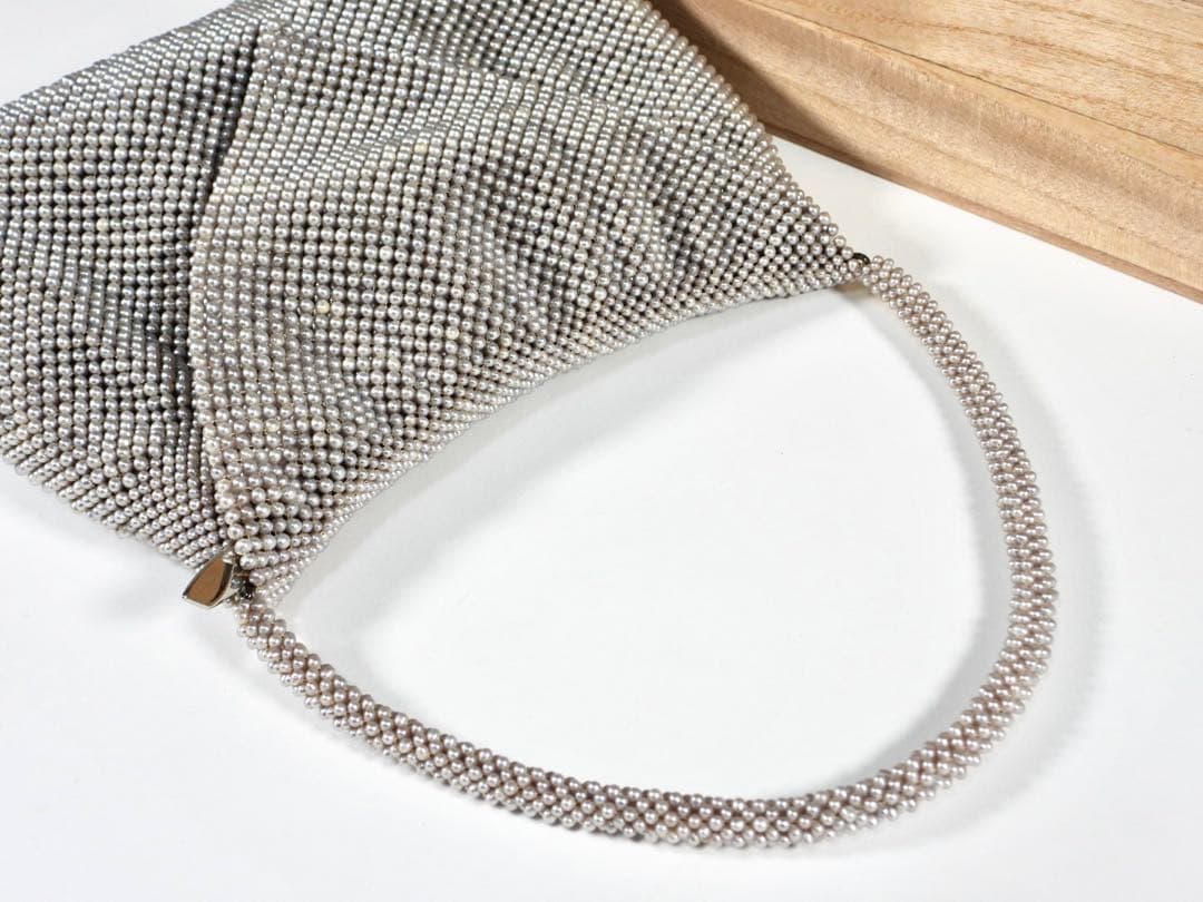 本真珠　パール　グレー ハンドバッグ 木箱付き