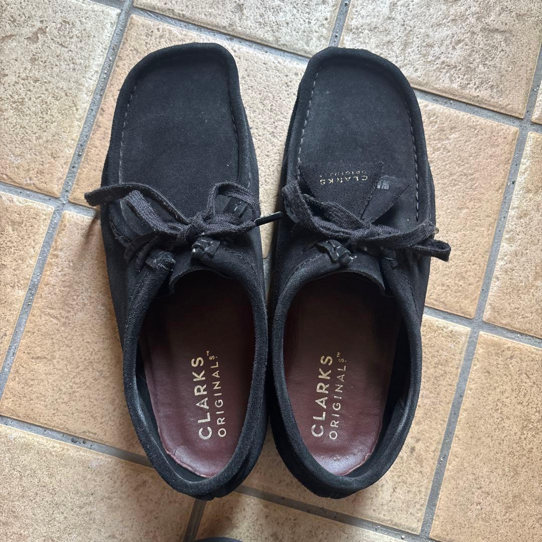 【美品】clarksクラークスワラビーブーツ スエード黒26cm