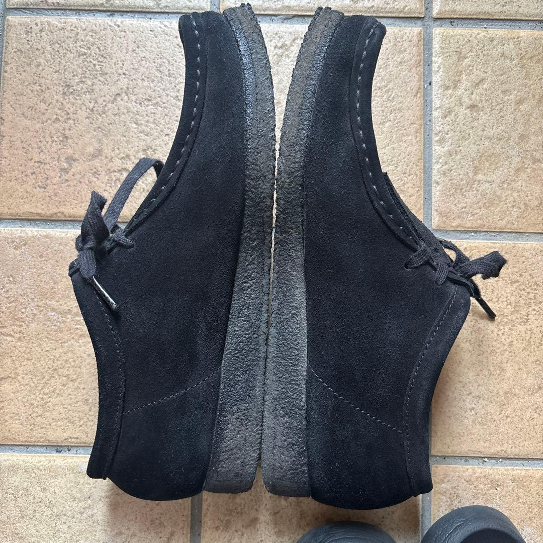 【美品】clarksクラークスワラビーブーツ スエード黒26cm