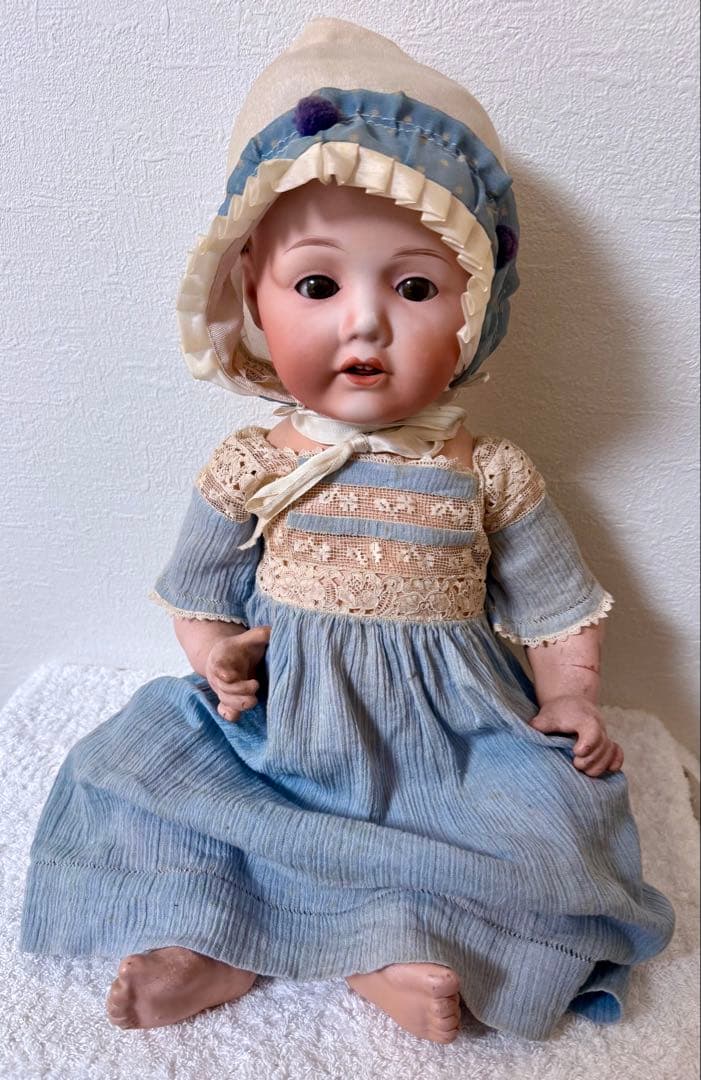 デリカ様専用】ヤマト 青いドレスの女の子 日本製 ビスクドール 骨董 50cm