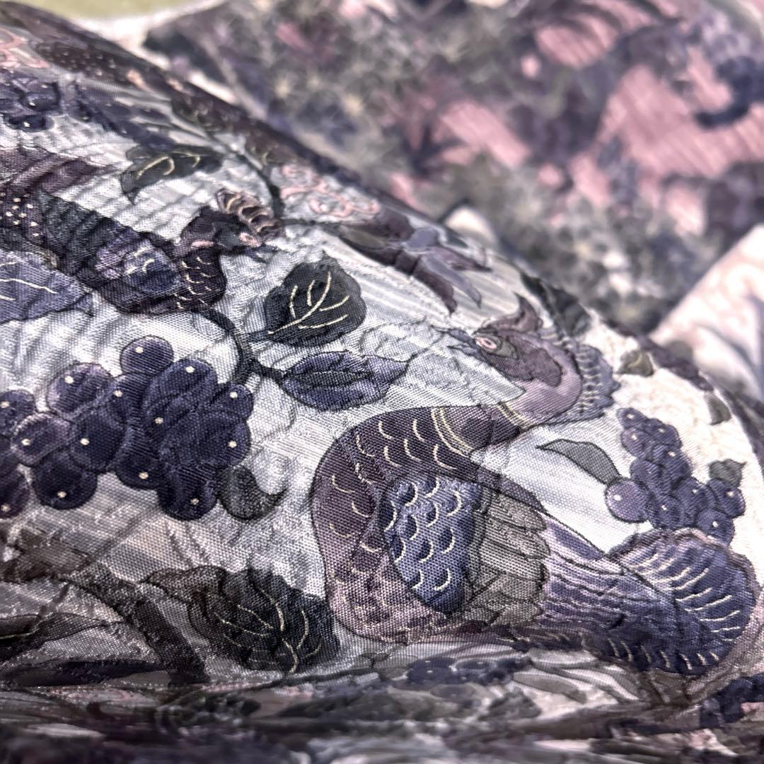 正絹　西陣織【渡文】全通袋帯《纐纈　花　鳥》