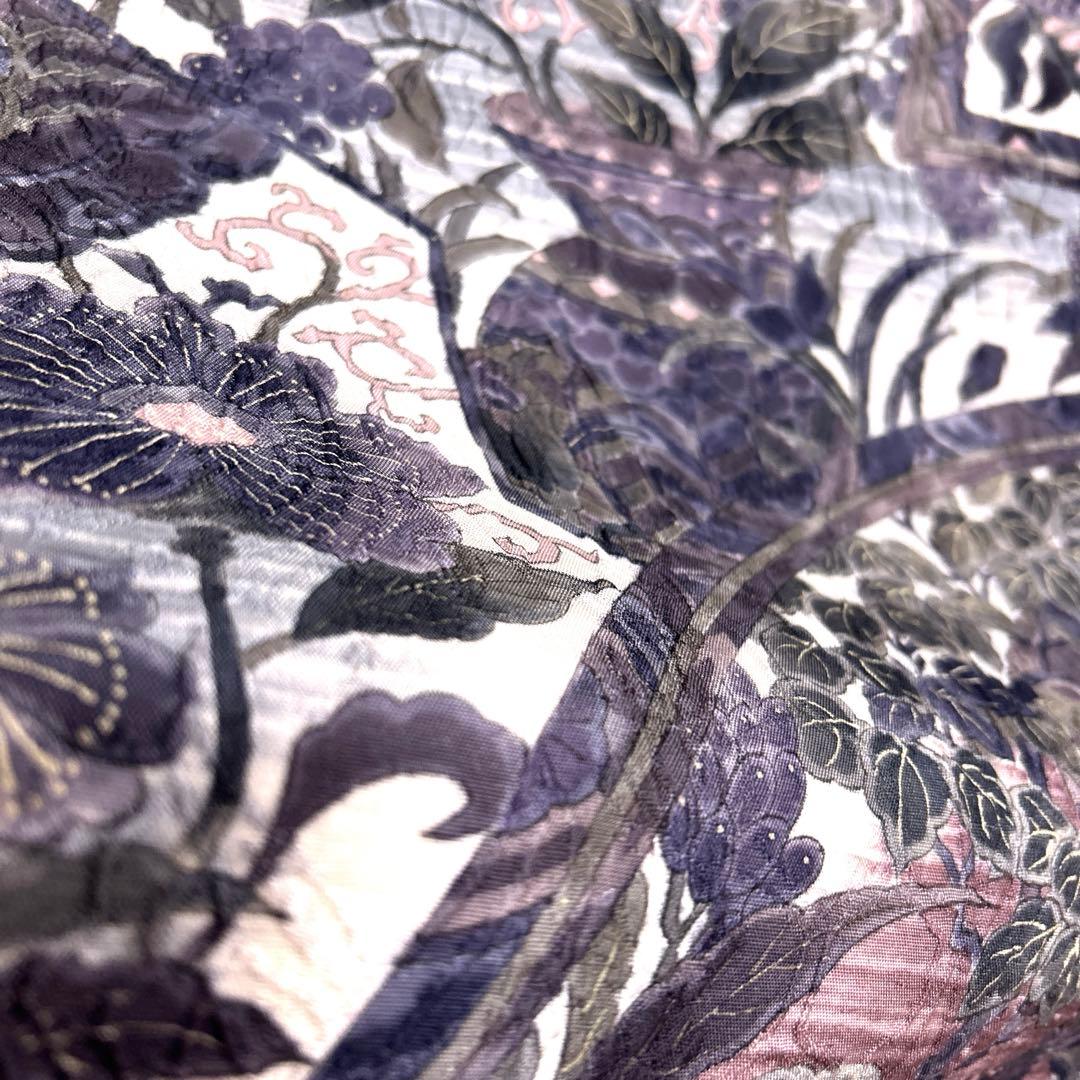 正絹　西陣織【渡文】全通袋帯《纐纈　花　鳥》