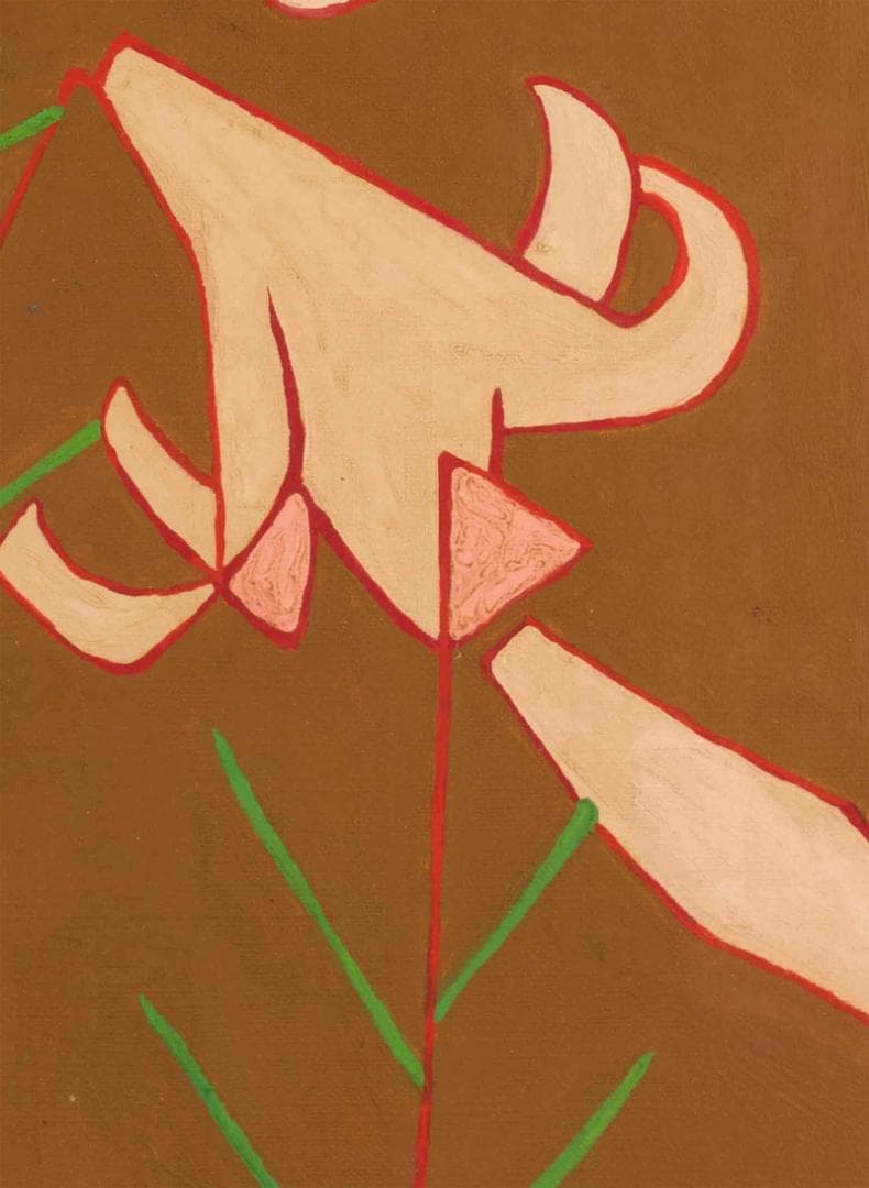 熊谷守一 油彩 肉筆『笹百合』サイン(印譜) 熊谷榧鑑定 F6号 額装 b607