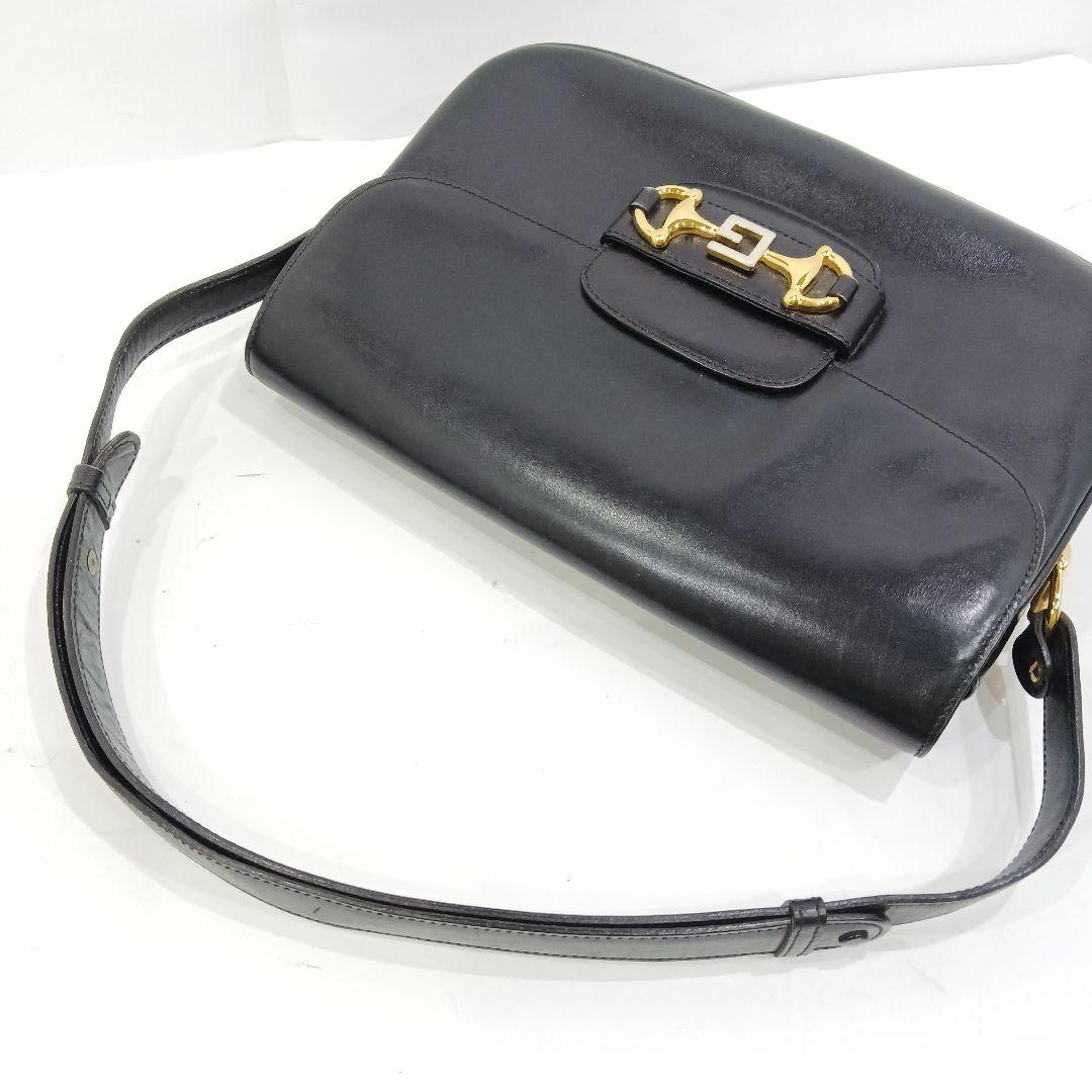【美品】グッチ ショルダーバッグ 2way ハンドバッグ レザー 肩掛 黒