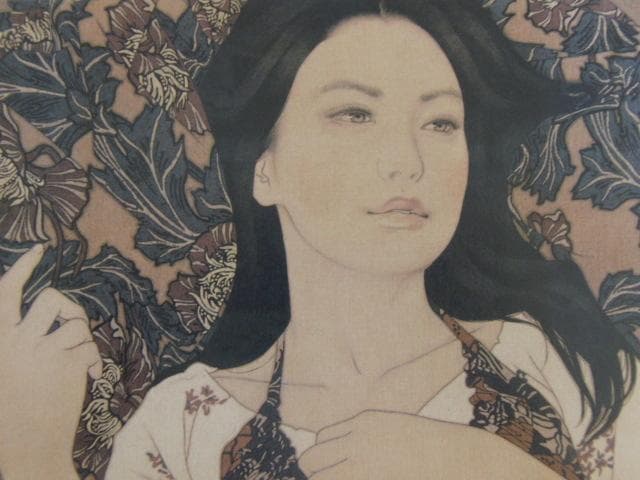 池永康晟、【木綿と指・真美】、希少な額装用画集より、新品額装付