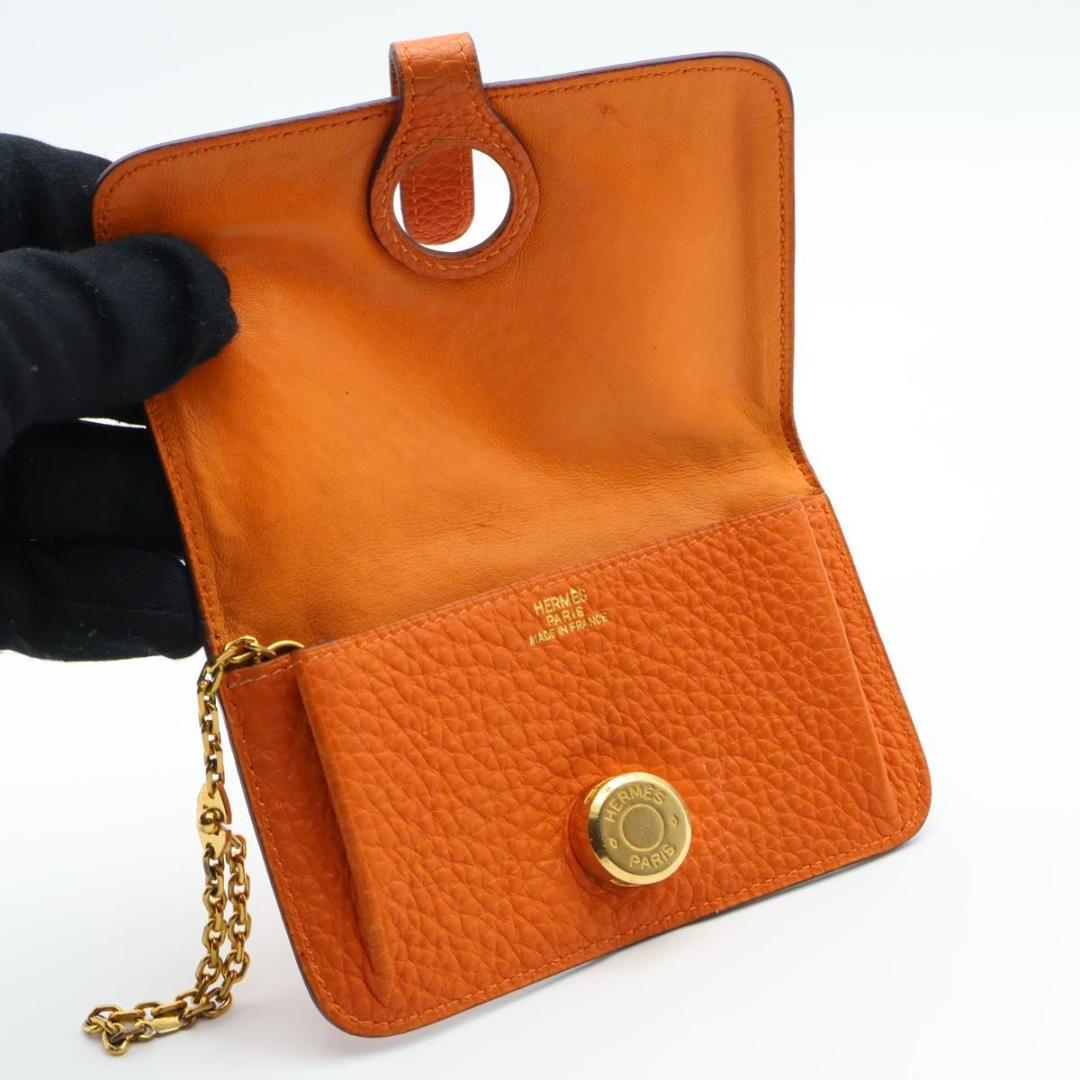 【極美品】HERMES ドゴン　ケース　オレンジ　小銭入れ