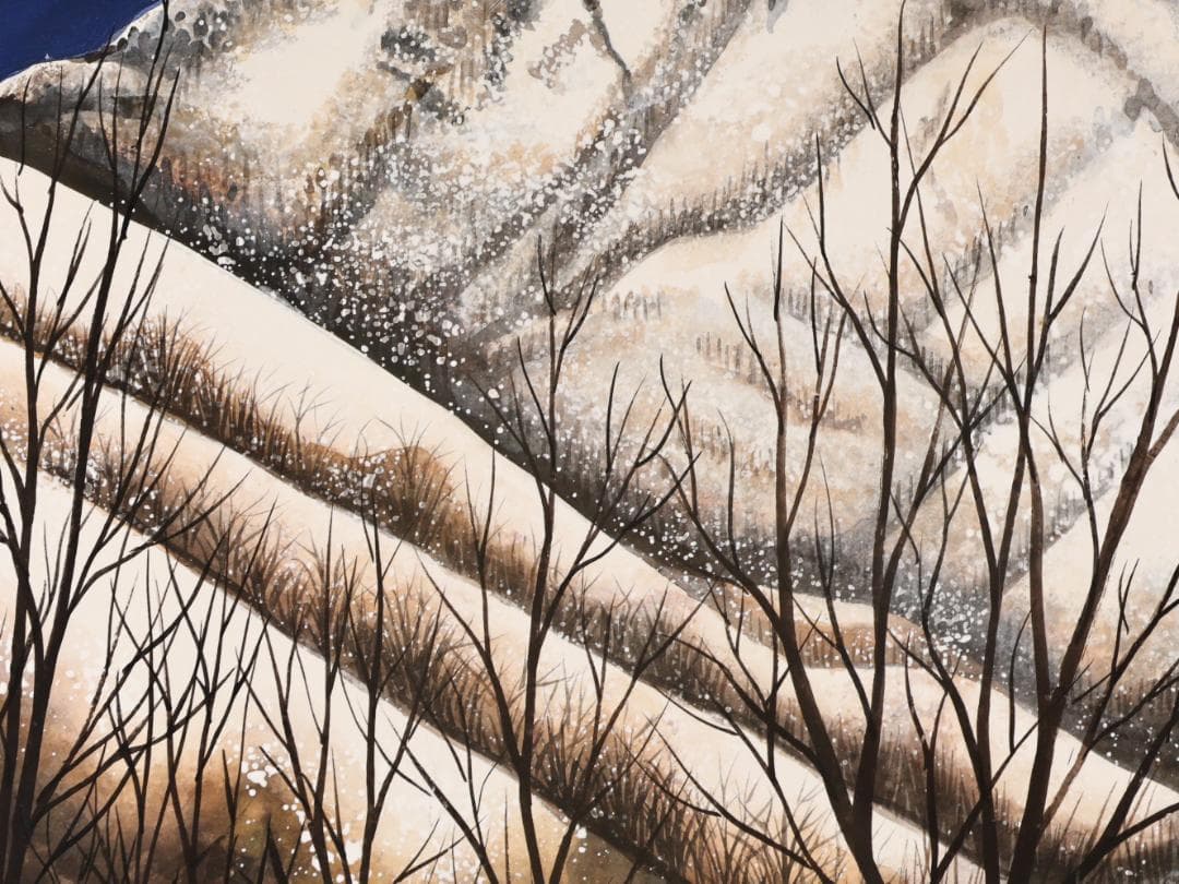 【模写】　加山又造　「 白い峰 」　日本画　8号　共シール　タトウ　布袋