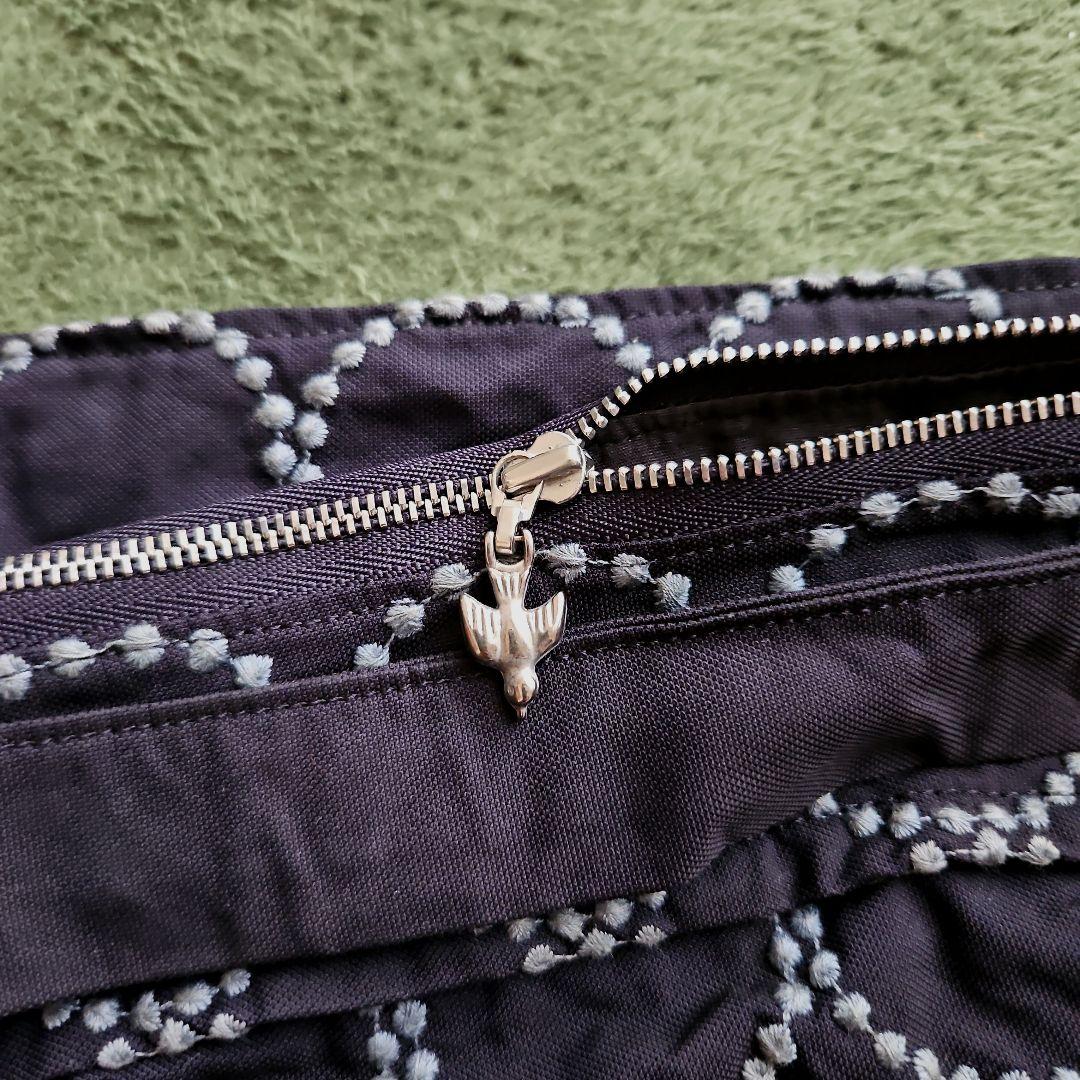 ミナペルホネン紺色 円形模様 ショルダーバッグ