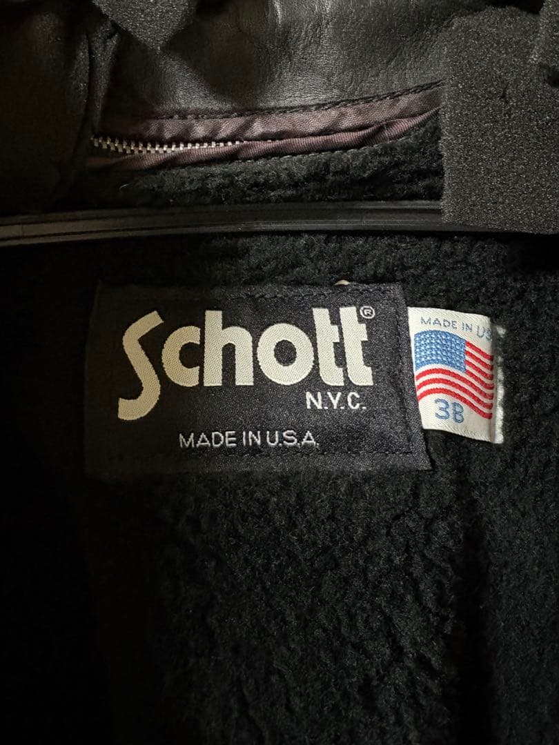 Schott ブラック シングルライダースジャケット 38 はくお＊Schott