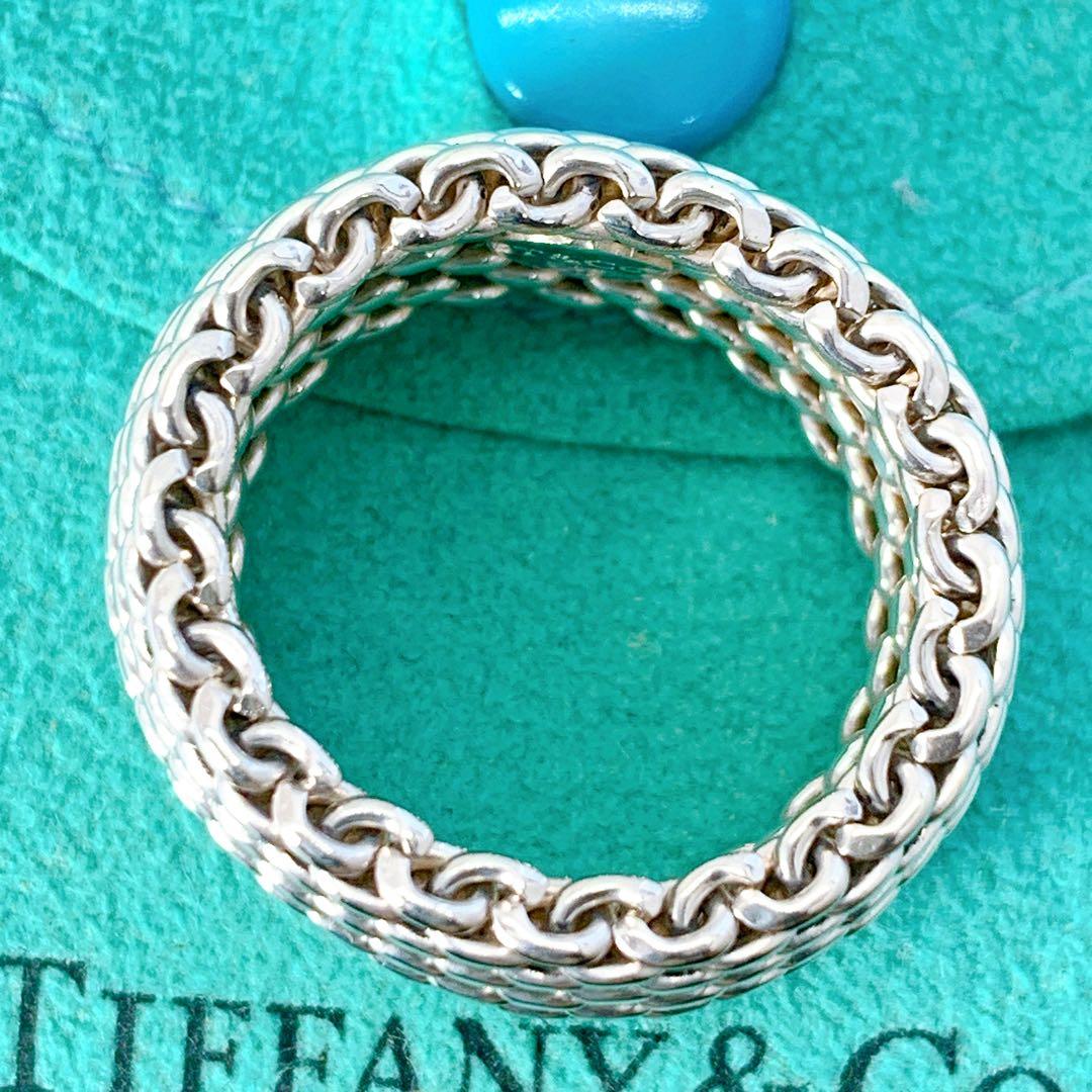 美品 ティファニー サマセット メッシュ リング 約12号 シルバー925