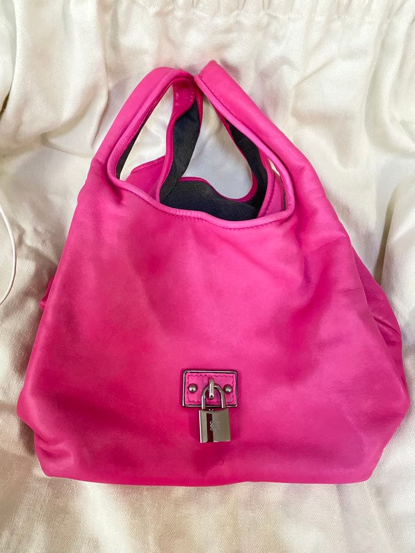 ロエベ LOEWE ハンドバッグ カリエ ピンク シルバー レザー ナッパアイレ