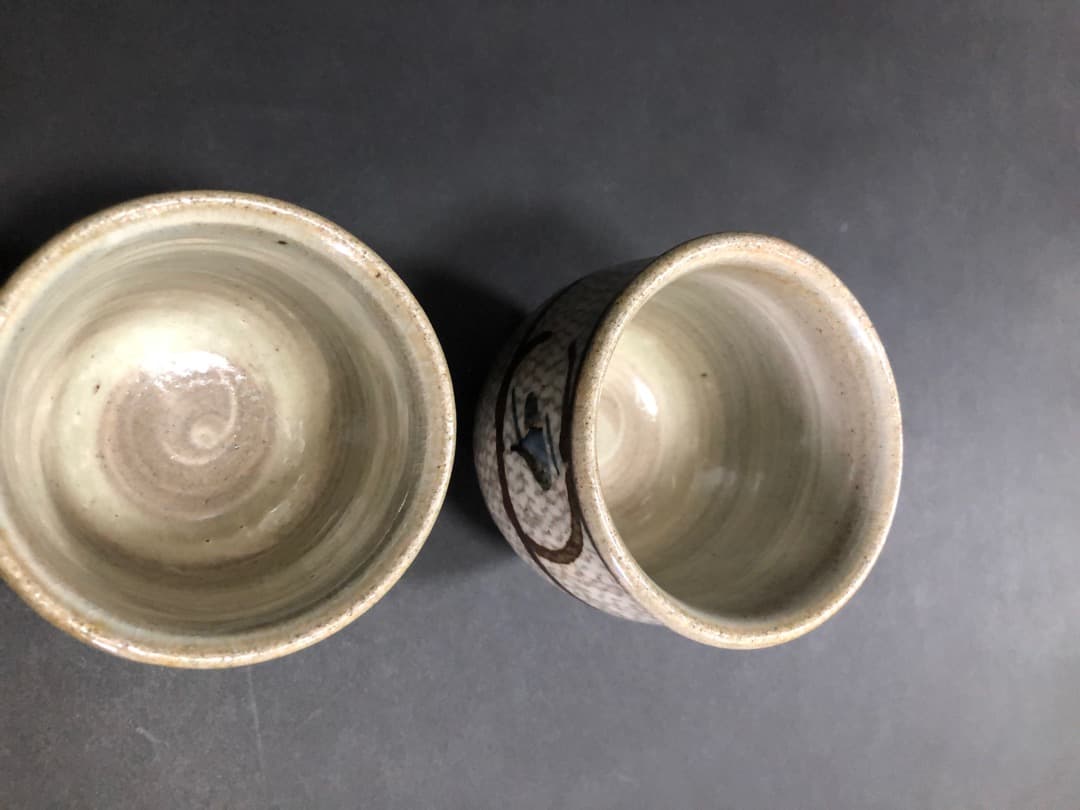 人間国宝 島岡達三 益子焼 象嵌夫婦湯呑 汲出 茶道具 美品