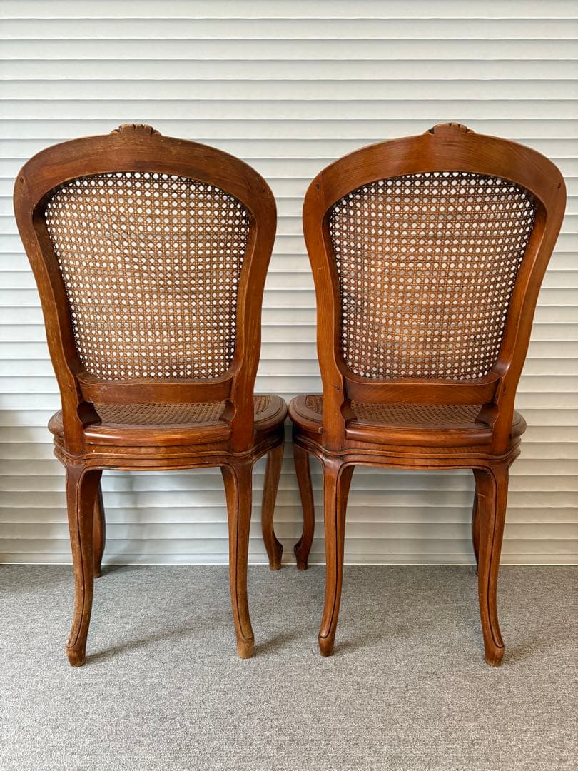 2脚☆刻印アリ】フランス アンティークチェア ダイニングチェア