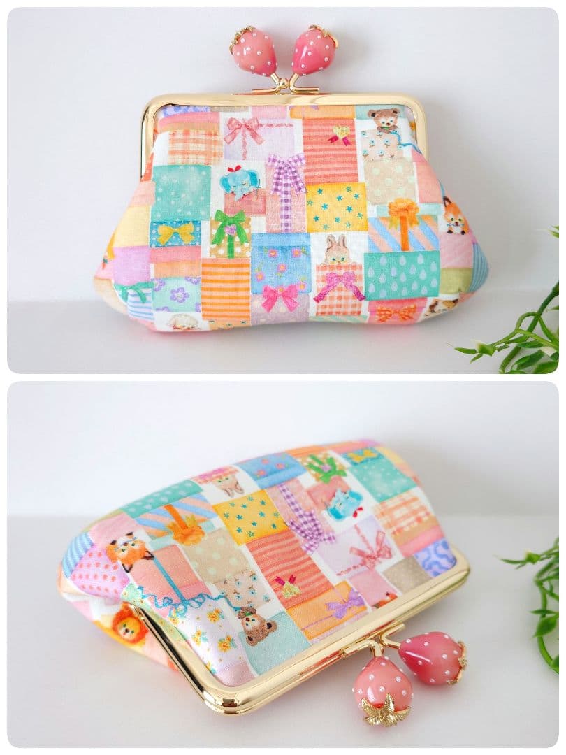 うさこ〜 ハンドメイド ユキエモン がま口ポーチ 3点 ✿パズル ピンク