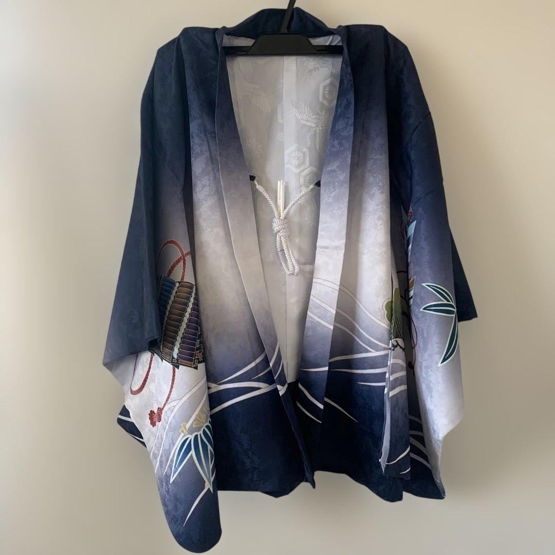 5歳　男の子 110〜120 七五三 着物 ブルー系 12点　フルセット