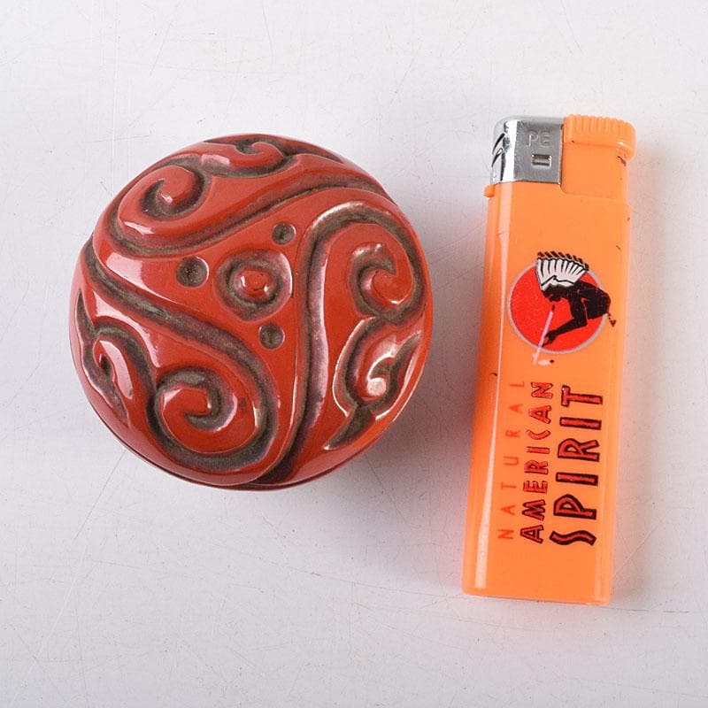 中国　堆朱　倶利雕　香合　時代箱付　M　R8563