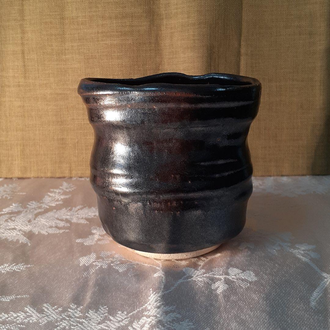 故、加藤仁　作　織部黒湯飲み