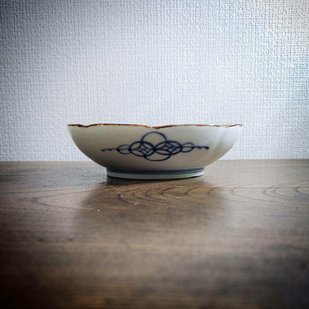 八花弁皿 染付 色絵付 取り皿 なます皿 岩 梅 菊 銘