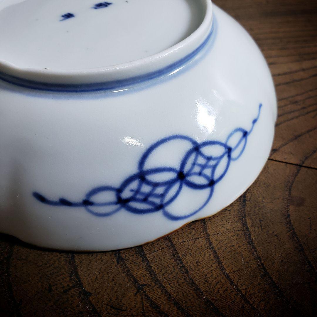 八花弁皿 染付 色絵付 取り皿 なます皿 岩 梅 菊 銘