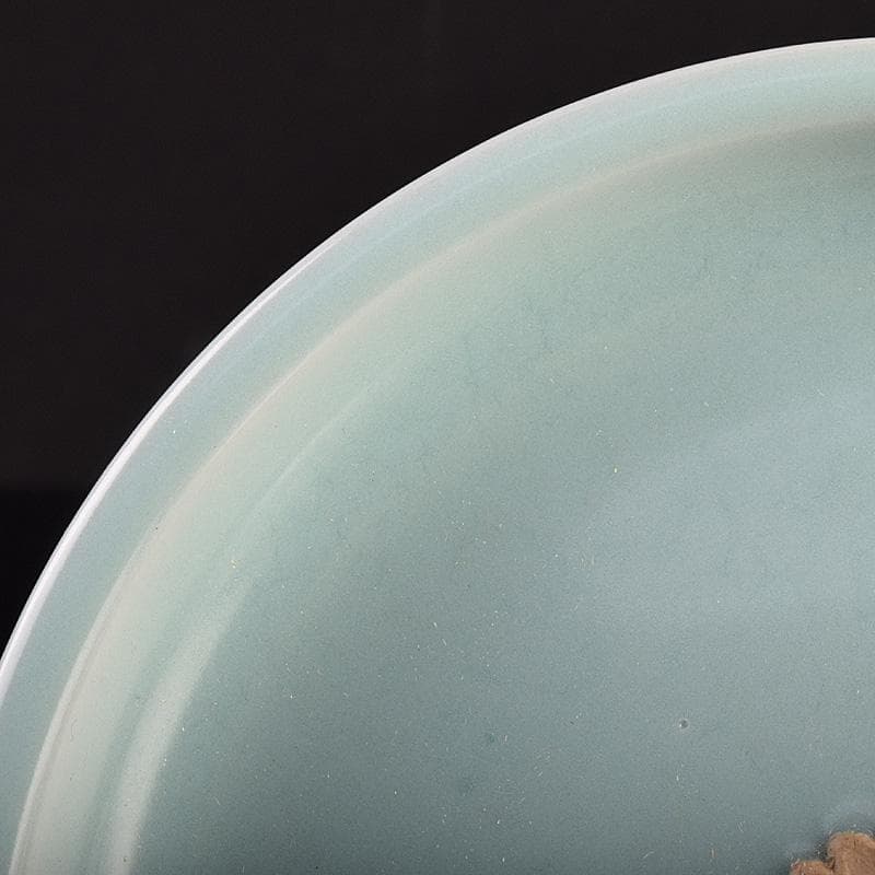 鍋島焼 鍋島青磁 花刻 盤 皿 時代箱付 M R8806 鍋島焼 鍋島