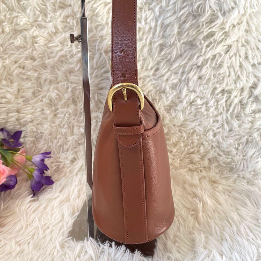 COACHオールドコーチ　ブラウンレザーショルダーバッグUSA製4143