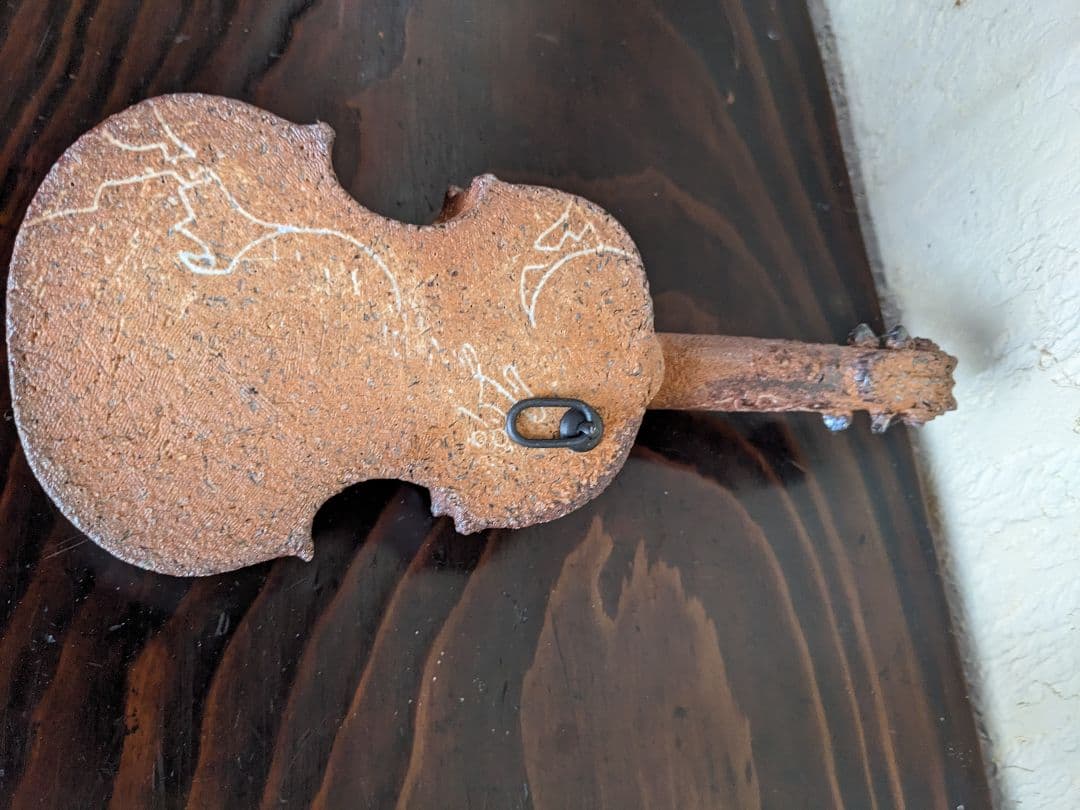 肥後博己　オブジェ　花器　陶　バイオリン