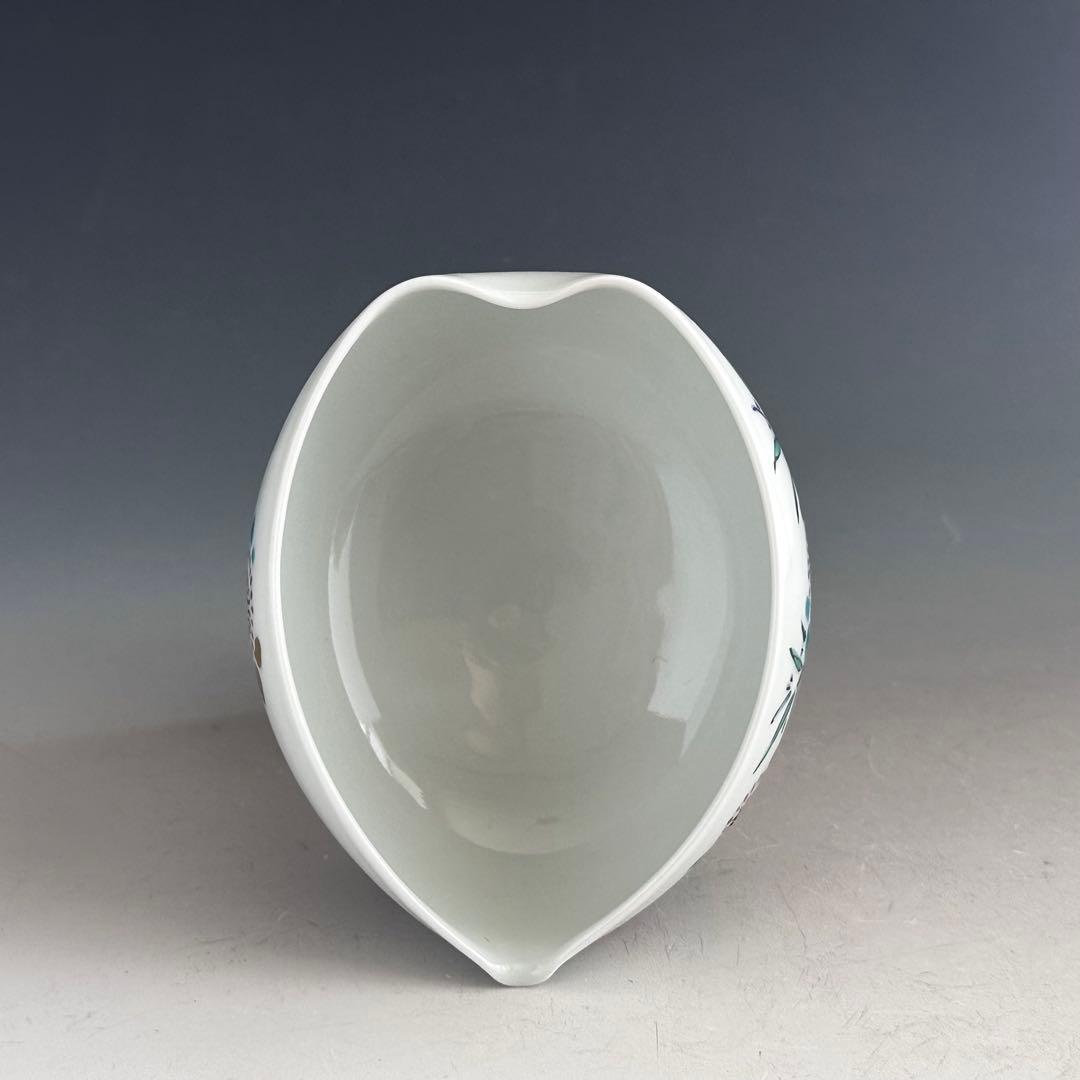 煎茶道具　着彩　菊竹文　湯冷し　平安　清鳳　共箱　京焼　色絵　茶器　茶会