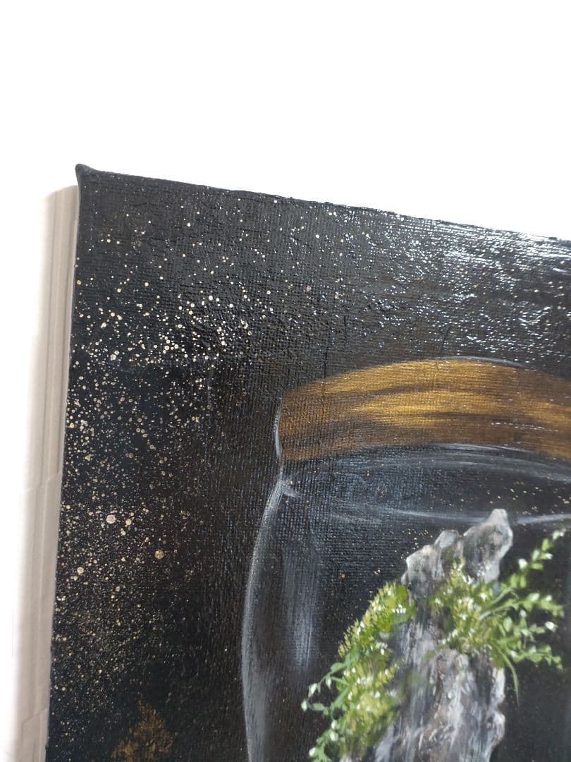テラリウムの油絵【上昇】1点物の原画アート/作者サイン入り/F3号キャンバス