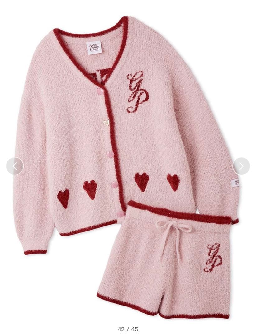 ジェラートピケ ジェラピケ ラメフェザーカーディガン&ショートパンツセット