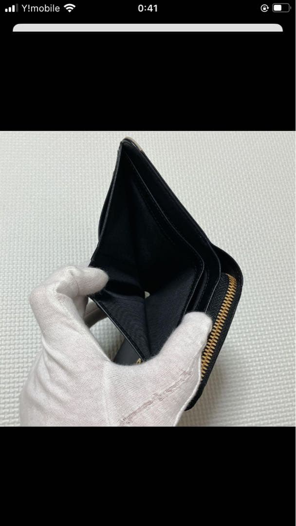 未使用agnes b. アニエスベー レザー二つ折り財布　ブラック×グレージュ