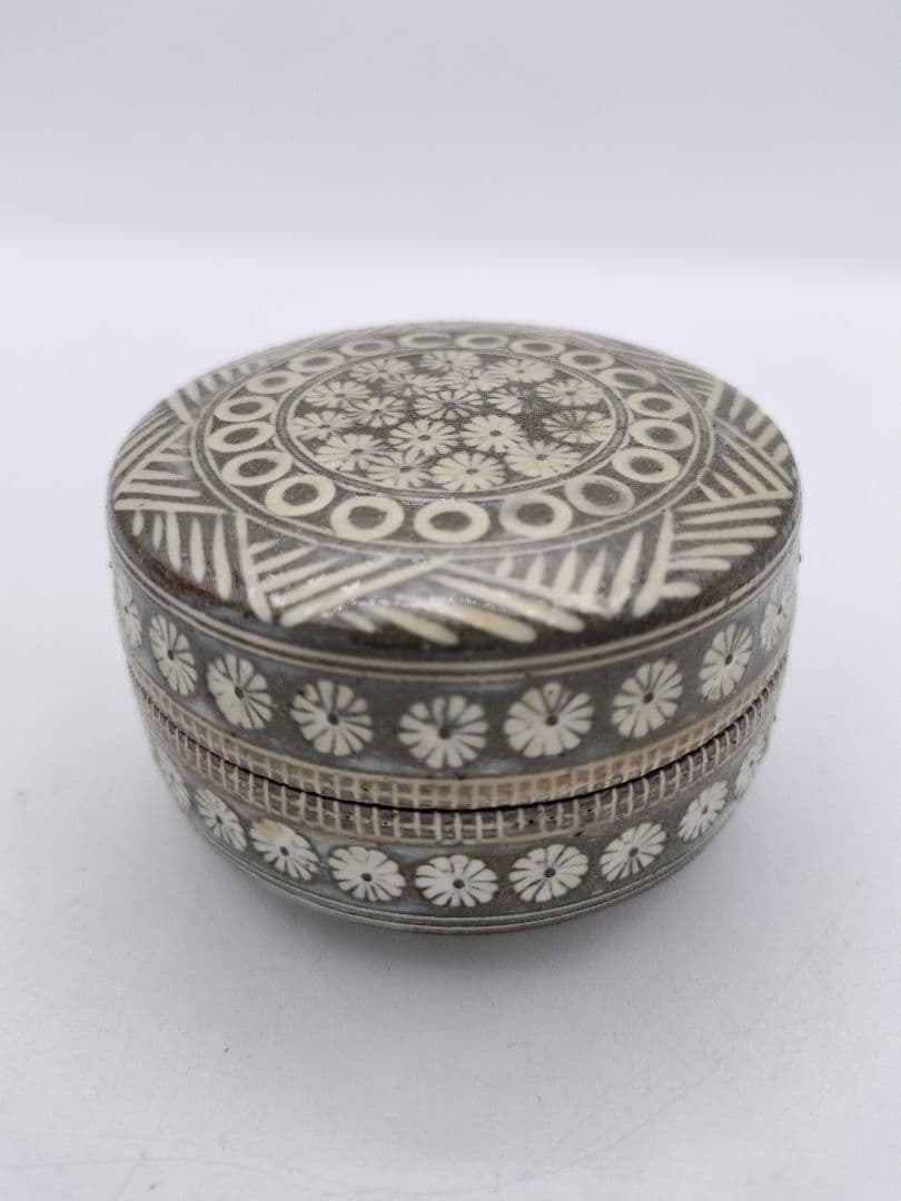 c455 香合 富士五湖窯 青三島 細川秀年 木箱 茶道具 古物