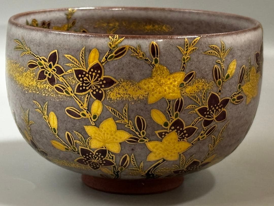 a370 茶碗 浅葱市松観世水画 祥平 清閑寺窯 茶道具 茶道 古物 道具