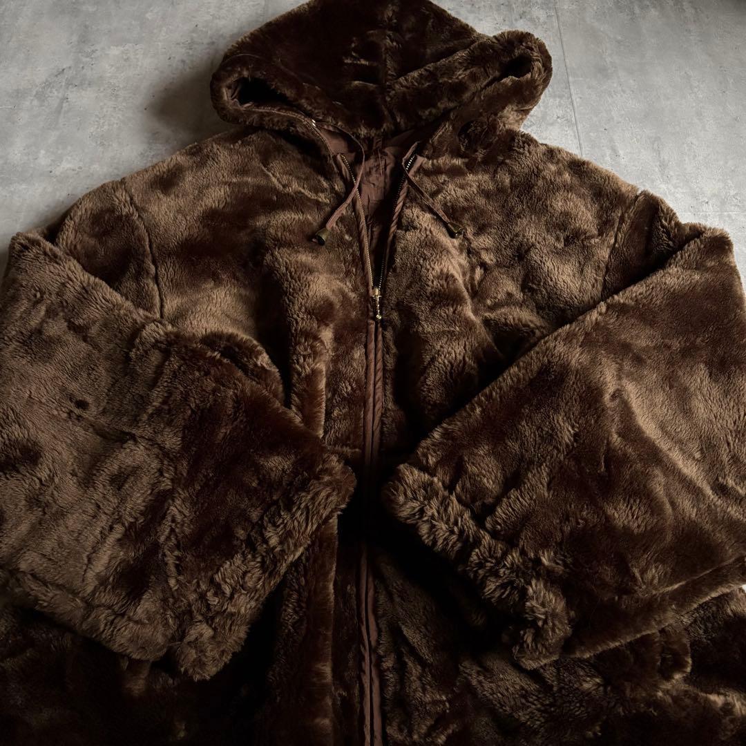 【80s eur vintage】リバーシブル　ファージップパーカー　スペイン製