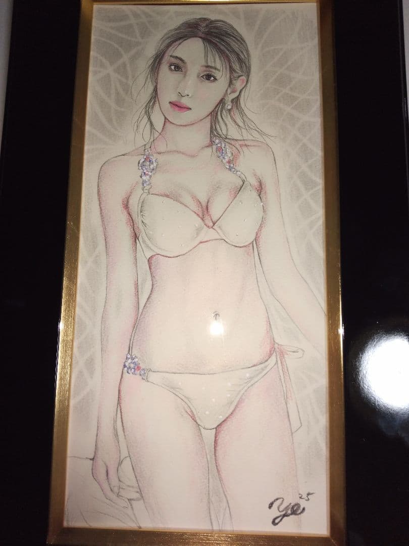裸婦、美人画、絵画、水着C山本英二、真作、肉筆、高級額縁、高塚省吾、森本草介。
