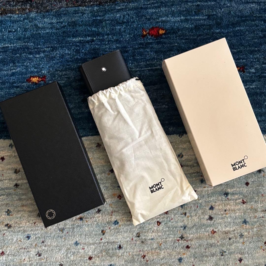 新品未使用品 モンブラン ブラックレザー 2ペンケース
