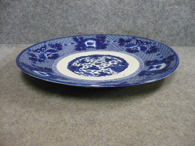 伊万里 格子 蝶 花 ベロ藍 大皿 [B31374] - メルカリ