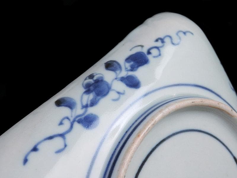 古伊万里 染錦 山水に松竹梅の図 角皿 F064AS-CQu