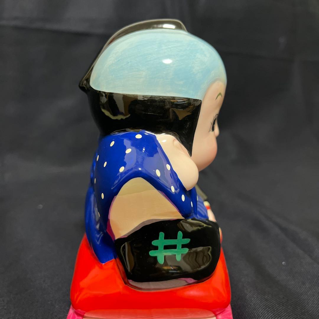 日本人形 福助人形(福来る)陶器 骨董品 縁起物 商売繁盛 (畳台座赤付