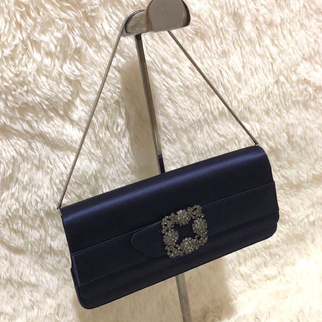 未使用級☆マノロブラニク ハンドバッグ ショルダーバッグ パーティバッグ