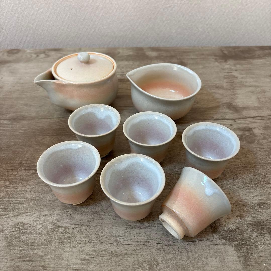 萩焼 天鵬山窯 煎茶器揃え 宝瓶 湯冷し 湯呑〈検 京焼 美濃焼 犬山焼