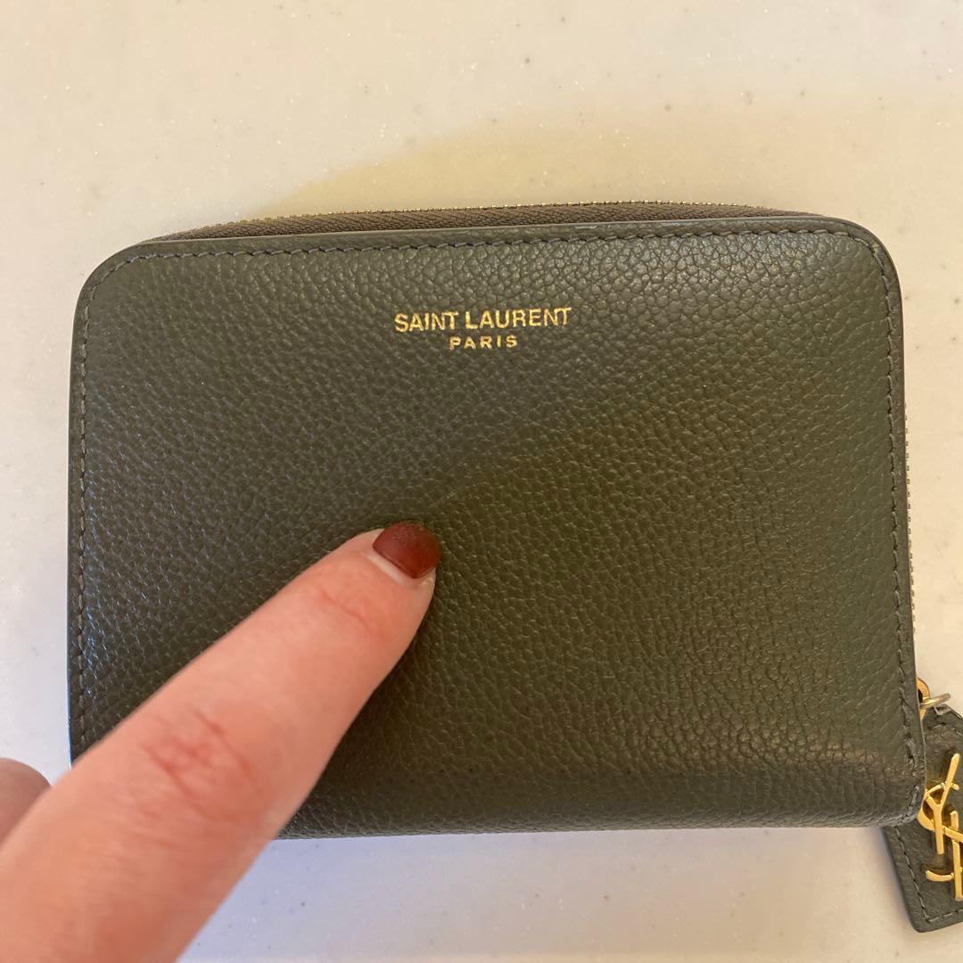〈美品〉SAINT LAURENT PARIS 折り財布 レザー カーキ　箱有り