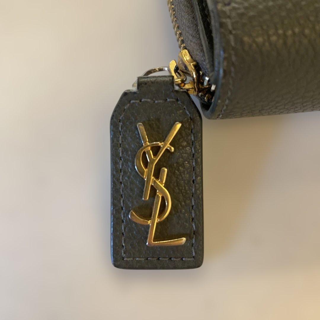 〈美品〉SAINT LAURENT PARIS 折り財布 レザー カーキ　箱有り
