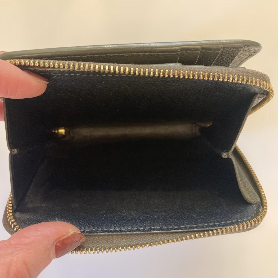 〈美品〉SAINT LAURENT PARIS 折り財布 レザー カーキ　箱有り