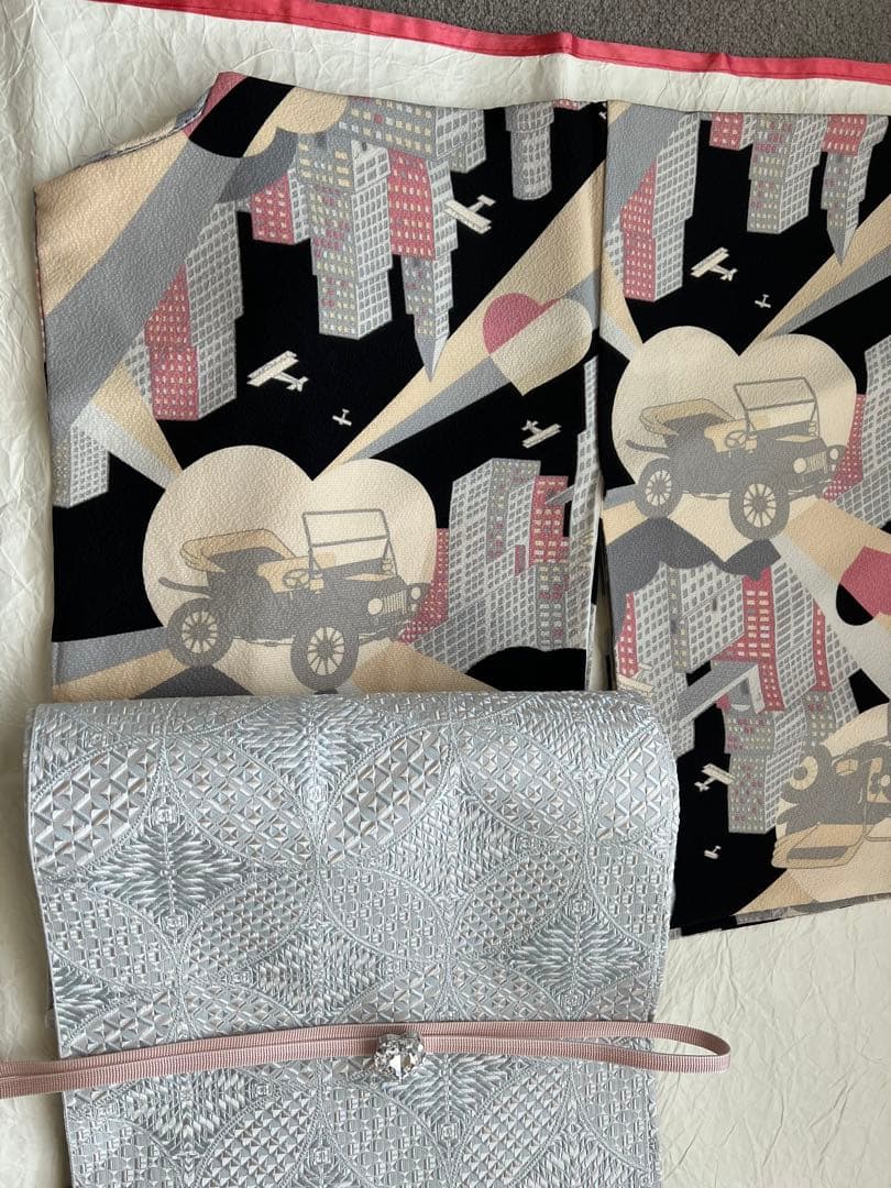 ふりふ 紫織庵コラボ 着物 「あいらぶニューヨーク」 正絹 大正友禅