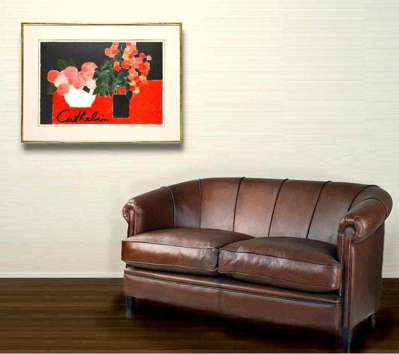 ◇本物保証 ベルナール・カトラン 『赤い花』 大判版画 リトグラフ 石