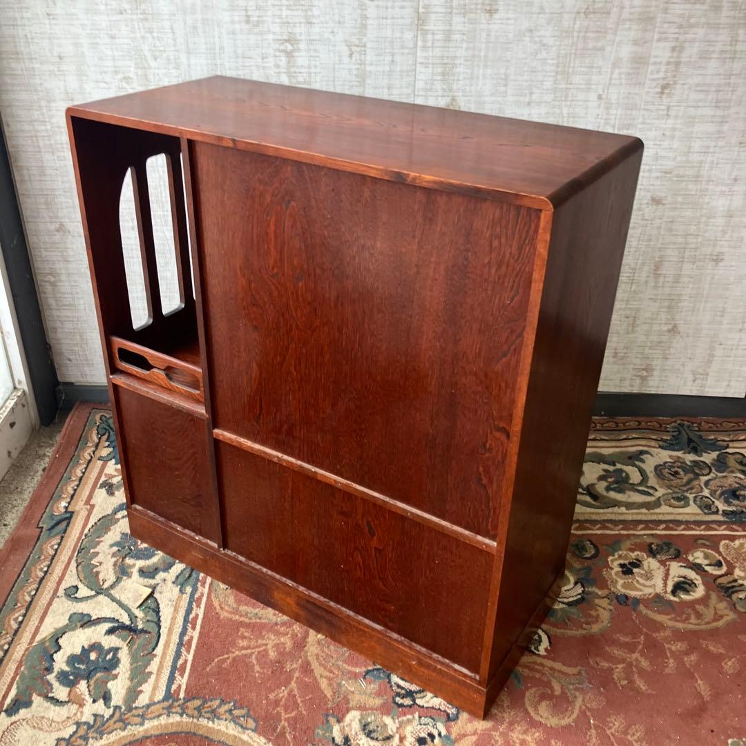 昭和レトロ 無垢材 茶箪笥 茶棚 ガラス戸 サイドボード 古家具 古民家