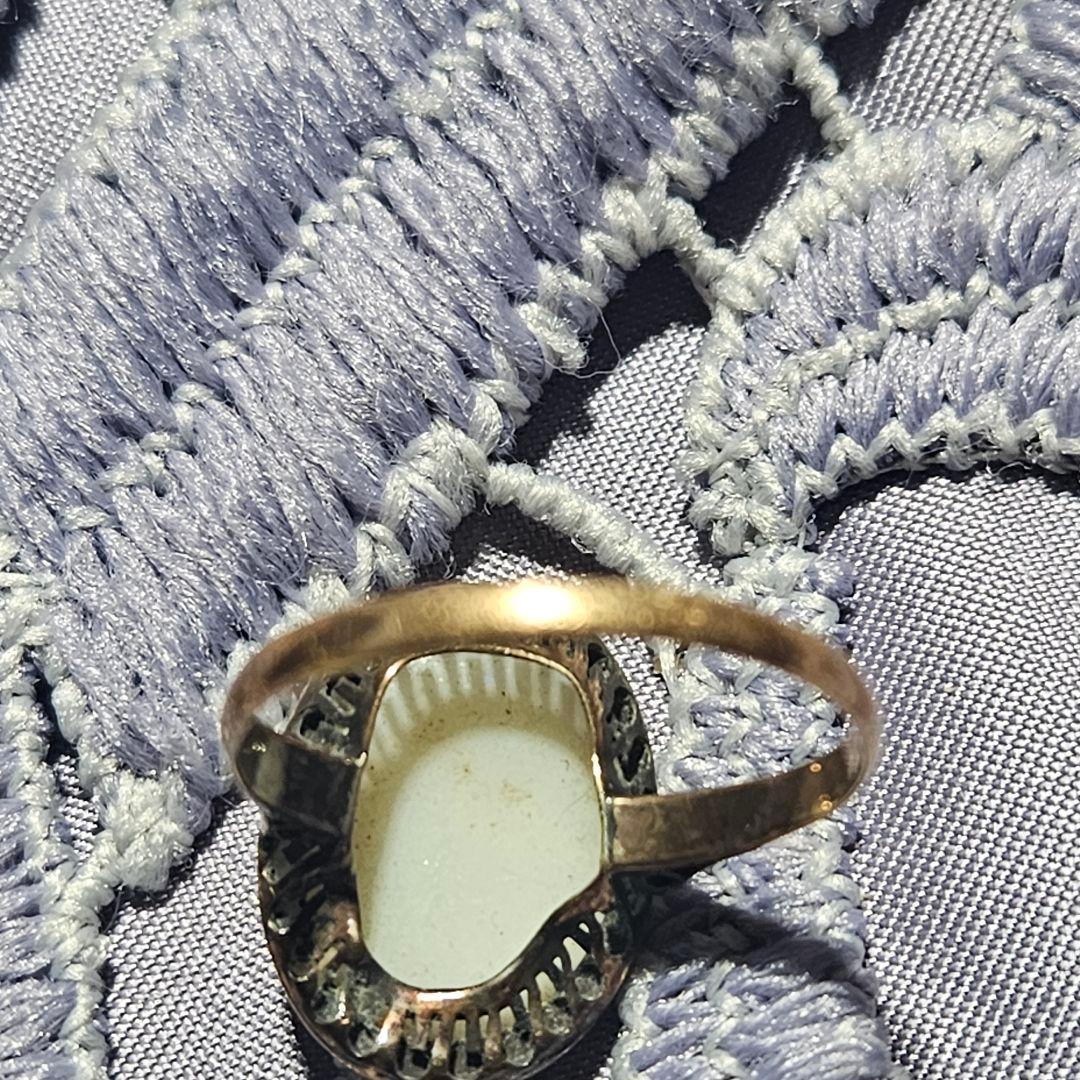 K18刻印有 アンティーク ホワイトオパール リング