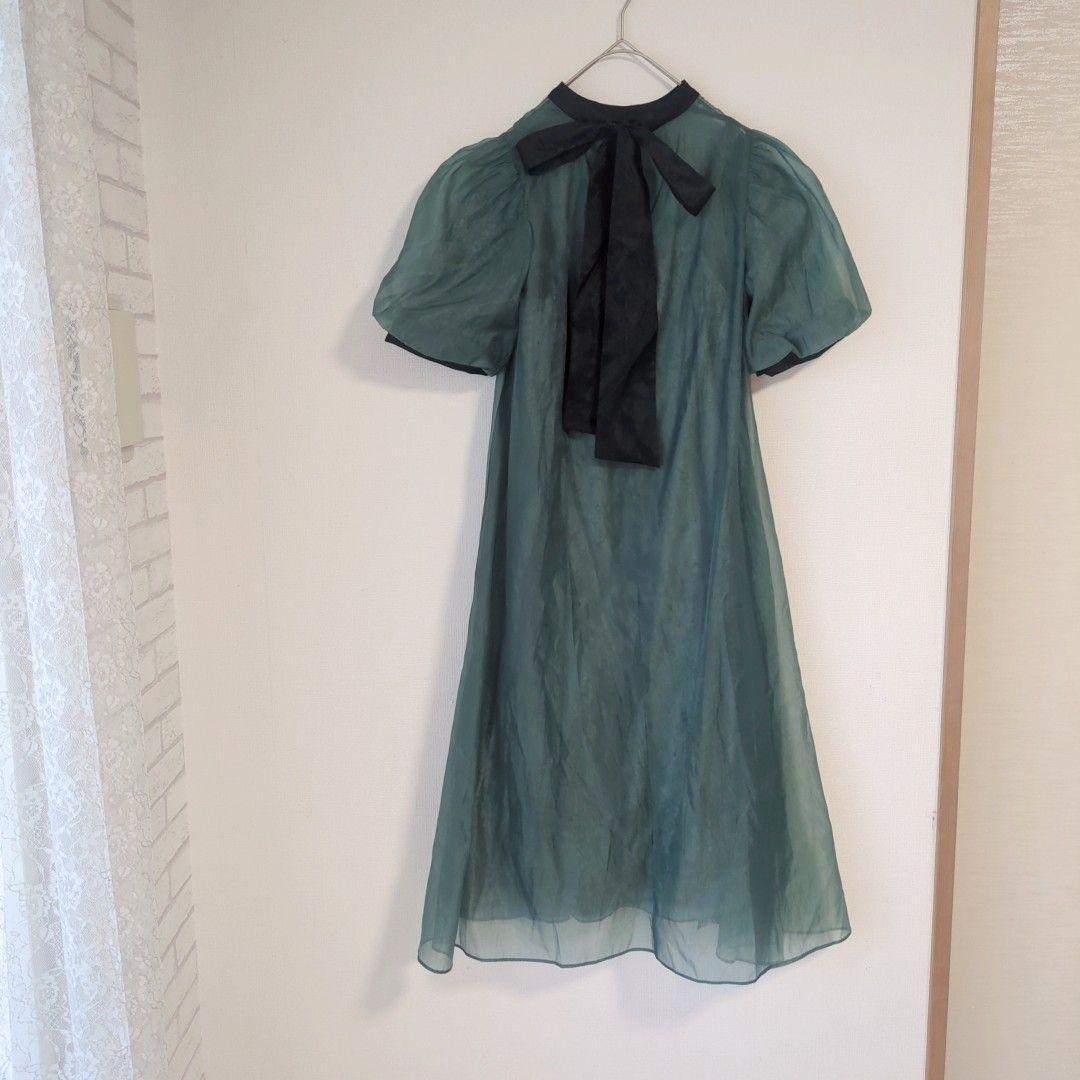 美品 niana ニアナ Aラインオーガンジーレースレイヤードドレス M 妊婦