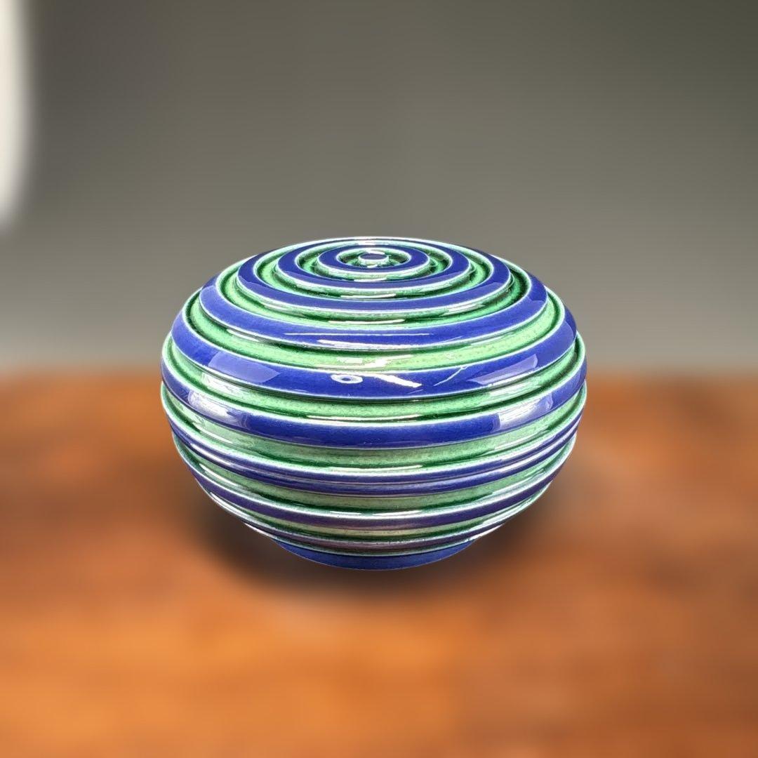 【茶道具】中村翠嵐造　交趾　独楽筋香合（共箱）★送料込★