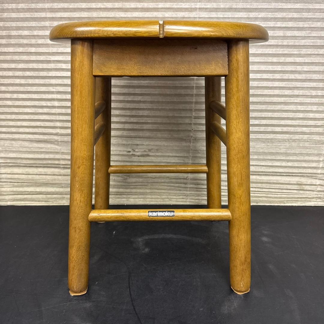 ☆カリモク家具　木製スツール　廃盤モデル　丸イス　刈谷木工　1997年製
